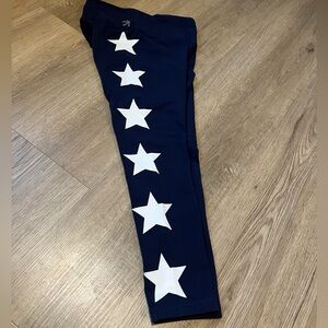 New Balance Navy Blue crop Leggings with White start Accents